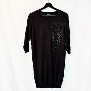 Who*s Who Black Tiger Appliqué Sweater Dress – Made in Italy, Size S